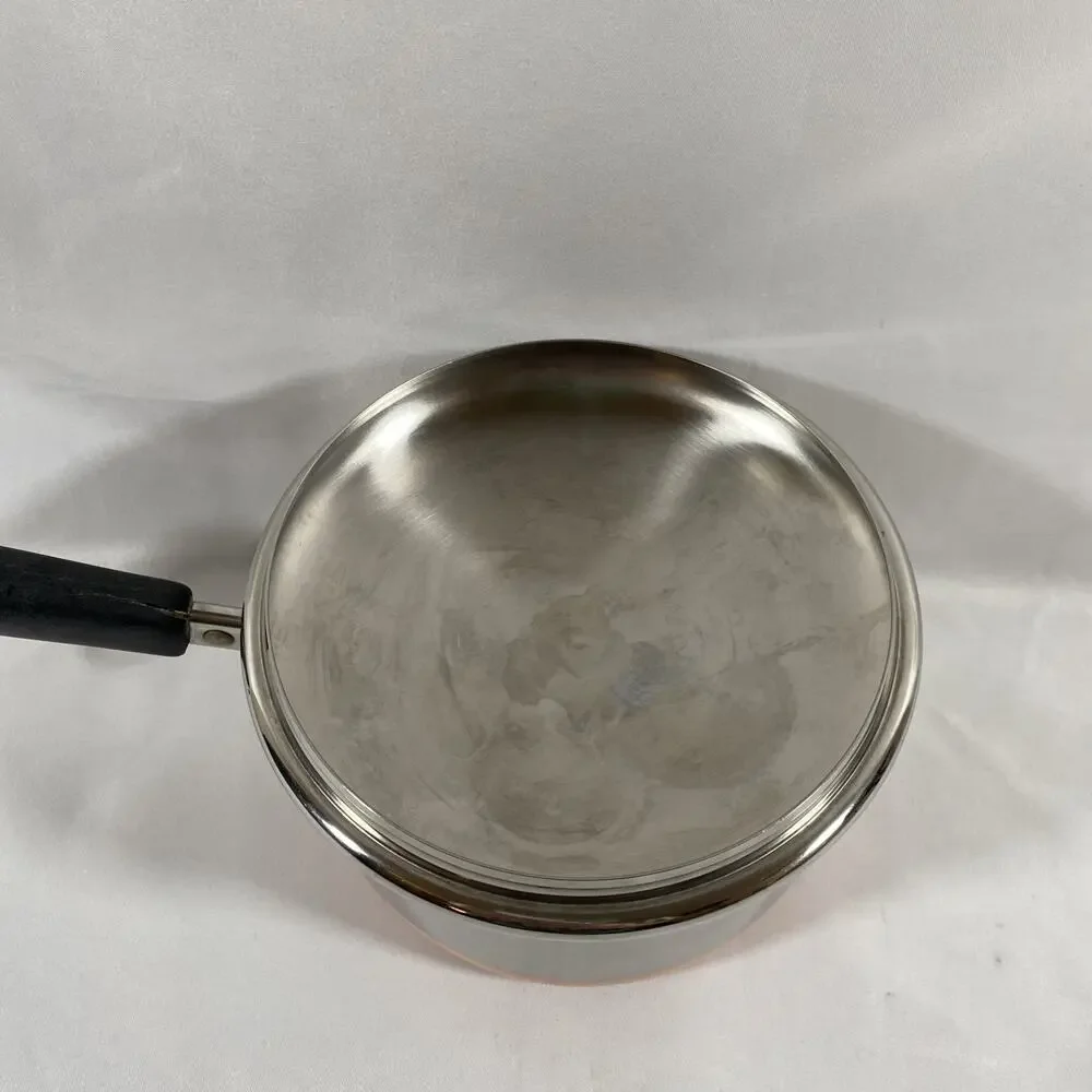 1801 Revere Ware 1 1/2 Qt Copper Bottom Pot Lid Clinton 98 f Stainless *Crack*